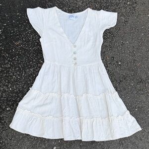 POLLY linen White Mini Dress S or 2